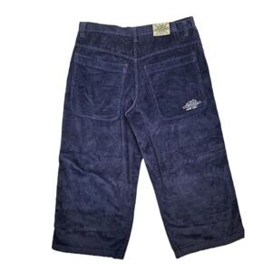 Y2k Wide Leg Baggy Garment Stage 42 Blue Corduroy Rave Pants Measures 40x31.5